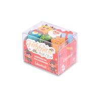 Colourbook - Elf Factory Mini Christmas Erasers Set, 6 Coloured Erasers for Collection, Hard Box, Gift Ideas and Gadgets for Children