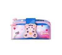 Colourbook - Pencil Case 2 in 1 Coccolotti, Double Zip Compartment, Silicone Puller, Love Pink, 20 cm, modern