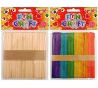 Coloured 50 x Lollipop Ice Lolly Childrens Kids Art Craft Wooden Sticks