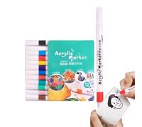 Coloured Acrylic Pens - Paint Markers for Painting on Rocks, Glass and Wood, Set of Acrylic Based Markers with Quick Drying | Kit for Art Painting, Drawing on Hard Surfaces, Deco