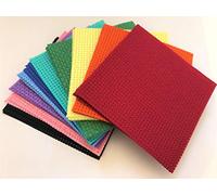 Coloured Binca Squares Hand Cut (Classroom Pack of 50) 15cm x 15 cm Cross-Stitch Fabric Plus Stitch Pattern Sheet