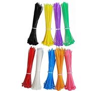 Coloured Cable Ties, Multi-Color Nylon Zip Ties, 150 mm x 2.5 mm, 9 Colors Total 450 Pieces, 50 Pieces Each for Orange, Pink, Yellow, Black, Blue, Red, Purple, Green, and White.