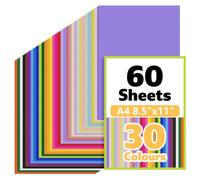 Coloured Card, 60 Sheets A4 Cardstock, 200GSM Coloured Paper for Crafting