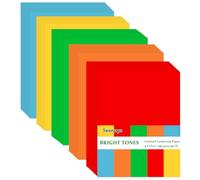 Coloured Card A4, 100 Sheets 5 Colours Rainbow Cardstock 92lb/250gsm for DIY Crafting Scrapbook Decoration (Bright)