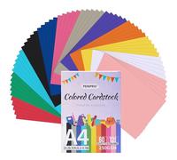 Coloured Cardstock - 60 Sheets 12 Colours A4 Size 250gsm/92lb Heavy Weight Card Stock Paper for Printer, Card Making, DIY Crafts, Scrapbooking PAC06MX1