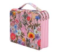 Coloured Case - Large Capacity Port, Multi Pen Organizer | 124 Slots Pen Storage AD, 9.37x7.87x2.52 Inch Zipper Marker Supply