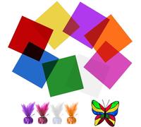 Coloured Cellophane Sheets,120 Pieces Coloured Plastic Sheets,Transparent Colour Cellophane Wrap,8 Vibrant Colours Cello Wrap,For Food,Diy Arts Crafts,Treats Candy Wrapping Party Supplies,7.5x7.5 Inch