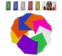 Coloured Cellophane Wrap, 160PCs Coloured Acetate Sheets Cellophane Sheets Cellophane Coloured Cellophane Sheets Clear Coloured Plastic Wrapping for Christmas Valentine's Day Party DIY Crafts