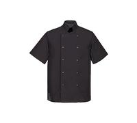COLOURED CHEFS JACKET, CLOTHING/APRONS, PRESS STUD BUTTONS,HALF SLEEVE, UNISEX, NEW INS07 (BLACK, EXTRA LARGE)