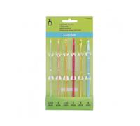 Pony HK ALU SET - Crochet Hook Set: Coloured Anodised Aluminium: 15cm: 2.50 - 6.00mm in Green Pony Green