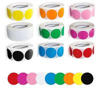 Coloured Dot Round Circle Stickers - Coloured Sticky Dots Stickers Coding Labels Self Adhesive 4500PCS 9 Colors 9 Rolls