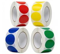 Coloured Dot Stickers 2000PCS Set, 25mm Waterproof Round Sticker, Self-Adhesive Round Labels, 4 Rolls Sticky Dots Colour, Removable Vinyl Circle Stickers for School, Office, Color Coding