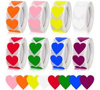 Coloured Dot Stickers Circle Sticker - 4000PCS Heart Shape Sticker Dots Set Color Coding Labels Sticky 1 Inch 2.5 cm Self-Adhesive 8 Colors 8 Rolls for Office…