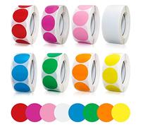 Coloured Dot Stickers Circle Sticker - 4000PCS Round Sticker Dots Set Color Coding Labels Sticky 1 Inch 2.5cm Self-Adhesive 8 Colors 8 Rolls for Office…