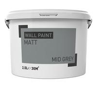 Coloured Emulsion Paint Grey Matt Wall & Ceiling Emulsion Paint, 2.5L