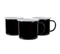 Argon Tableware Coloured Mugs - 375ml - Pack of 12 - Black Tea Mugs Metal Insulated Coffee Mugs Lightweight Camping Cups for Drinking Tea, Hot Chocolate, Coffee