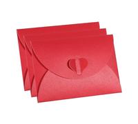 Coloured Envelopes 36Pcs 10.5x7cm Small Greeting Card Name Card Envelope Heart Shaped Clasp Gift Cards Holder Love Pearlescent Paper Mini Envelopes(Red)