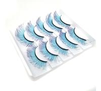 Coloured False Eyelashes Dense - 15 Pairs Fluffy Faux Mink Lashes, Gradient Colour 3D Eye Lashes, Reusable Cat Eye Fake Lashes 17-20mm for Cosplay Party Masquerade Carnival Halloween (MC012)