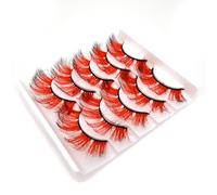 Coloured False Eyelashes Dense - 15 Pairs Fluffy Faux Mink Lashes, Gradient Colour 3D Eye Lashes, Reusable Cat Eye Fake Lashes 17-20mm for Cosplay Party Masquerade Carnival Halloween (MC017)