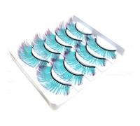 Coloured False Eyelashes Dense - 15 Pairs Fluffy Faux Mink Lashes, Gradient Colour 3D Eye Lashes, Reusable Cat Eye Fake Lashes 17-20mm for Cosplay Party Masquerade Carnival Halloween (MC018)