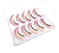 Coloured False Eyelashes Dense - 15 Pairs Fluffy Faux Mink Lashes, Gradient Colour 3D Eye Lashes, Reusable Cat Eye Fake Lashes 17-20mm for Cosplay Party Masquerade Carnival Halloween (MC007)