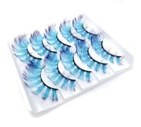 Coloured False Eyelashes Dense - 15 Pairs Fluffy Faux Mink Lashes, Gradient Colour 3D Eye Lashes, Reusable Cat Eye Fake Lashes 17-20mm for Cosplay Party Masquerade Carnival Halloween (MC016)