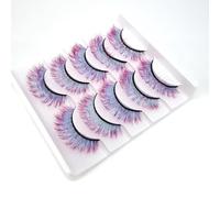 Coloured False Eyelashes Dense - 15 Pairs Fluffy Faux Mink Lashes, Gradient Colour 3D Eye Lashes, Reusable Cat Eye Fake Lashes 17-20mm for Cosplay Party Masquerade Carnival Halloween (MC002)