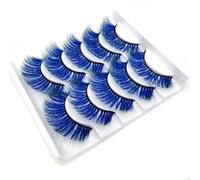 Coloured False Eyelashes Dense - 15 Pairs Fluffy Faux Mink Lashes, Gradient Colour 3D Eye Lashes, Reusable Cat Eye Fake Lashes 17-20mm for Cosplay Party Masquerade Carnival Halloween (MC019)