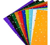 Coloured Felt 10 PCS 15x15cm 5.9x5.9in Felt Fabric Print Polka Dot Heart Snowflake Raindrop Clouds Stars for DIY Sewing Dolls Crafts Material(243 Stars)