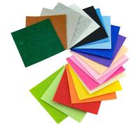 Coloured Felt 10 PCS 15x15cm 5.9x5.9in Felt Fabric Print Polka Dot Heart Snowflake Raindrop Clouds Stars for DIY Sewing Dolls Crafts Material(267 Solid Color)