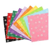 Coloured Felt 10 PCS 15x15cm 5.9x5.9in Felt Fabric Print Polka Dot Heart Snowflake Raindrop Clouds Stars for DIY Sewing Dolls Crafts Material(645 Snowflake)