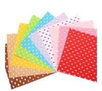 Coloured Felt 10 PCS 15x15cm 5.9x5.9in Felt Fabric Print Polka Dot Heart Snowflake Raindrop Clouds Stars for DIY Sewing Dolls Crafts Material(642 Heart)