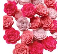 Coloured Felt 24PCS Mixed Artificial Felt Rose Flower DIY Handmade Craft Material Tools for Bow Headband Applique Sewing Accessories(Color-2)