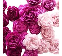 Coloured Felt 24PCS Mixed Artificial Felt Rose Flower DIY Handmade Craft Material Tools for Bow Headband Applique Sewing Accessories(Color-4)