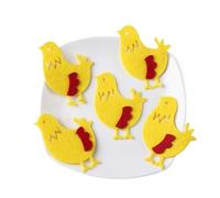 Coloured Felt Colored Felt Pad Fruit Vegetables Cartoon Mixed Design Craft Non Woven Patch Applique DIY Pad Decoration Wall Sticker(5pcs Chicken-1)