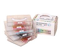 Coloured Gel Pens - Doodling Markers | Colouring Pencils with Colour Ink and Storage Box Large Capacity Liquid Writing for Children Drawing Doodling Journaling Art Girls Women Men