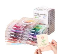 Coloured Gel Pens, Markers for Crafting - Coloured Ink Pens with Large Capacity and Writing Includes Pen Box for Children Girls Men Ideal for Sketching Drawing