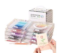 Coloured Gel Pens, Markers for Drawing - Colourful Ink Pens Fluid Flow Large Capacity with Storage Box for Drawing Doodle Scrapbooking Journal Creative Art