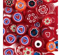 Coloured Glass Millefiori Pebbles Mosaics for Arts and Crafts 50 Grams (Red)