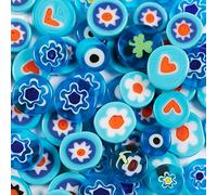 Coloured Glass Millefiori Pebbles Mosaics for Arts and Crafts 50 Grams (Turquoise)