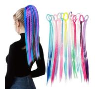 Coloured Hair Extensions - TRACOMPAN 12pcs Hair Accessories for Girls, Colorful Clip-In Accessories, Perfect for Festival Braiding, Crazy Hair Day, Party Costumes & Daily Use