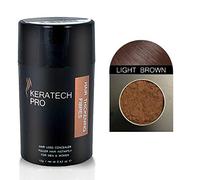 Coloured Hair Thickening Fibres by Keratech Pro 12ml | Instantly Fuller and Thicker hair | Advanced 100% Natural Keratin formula | (Light Brown)
