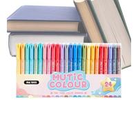 Coloured Highlighters | 24 Colours Fluorescent Tip Markers - Writing Pens Stationery for Students Office