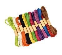 Coloured Jute Twine String for DIY Crafts,Skyzone 12 Colors 1mm Natural Jute Wrapping Craft String for Gift Wrapping, Artworks, Decoration,Gardening,Picture Display (10m Each Color)