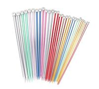 Coloured Knitting Needles Set, 35 cm Long 30Pcs/15 Pairs Aluminium Single Pointed Knitting Needles Long Knitting Needles for Blanket, Straight Metal Knitting Pins for Kids Beginners