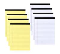 Coloured Legal Pads A4, Writing Note Pads, College Ruled Legal Pad, Lined Paper Wide Ruled 29,5 x 21,4 cm, Pad Notebook 50 Sheets for School, College, Office, Business (8 Pack, Yellow + White)