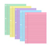 Coloured Lined Paper Refill Pad - 5 Vibrant Colours - Pre Punched 3 Hole Refill Paper, Lined Loose Leaf Paper, 20×26.5cm, Thick Ink Resistant, for Ring Binders, School Notes & Office Organisation