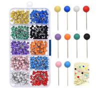 Coloured Map Push Pins 1000 Pcs with Box, 1/8 Inch Drawing Pins Cork Board Pins with Plastic Round Head and Steel Points for Pinboard World Map Bulletin Board Fabric Poster Marking