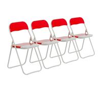 Harbour Housewares Coloured Padded Folding Chairs - Red - Pack Of 4
