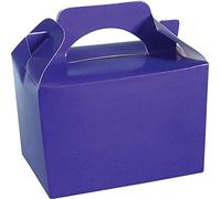 COLOURED PARTY BOXES - PACK OF 10 - Children/Kids Party Boxes Carry Food Meal Fun Picnic Birthday Wedding Favour / Baby Shower Party Box Loot Bag… (Purple)